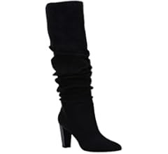 Juliet Holy Womens Knee High Boots Pointed Toe Pull On Chunky Heel Winter Booties | Amazon (US)