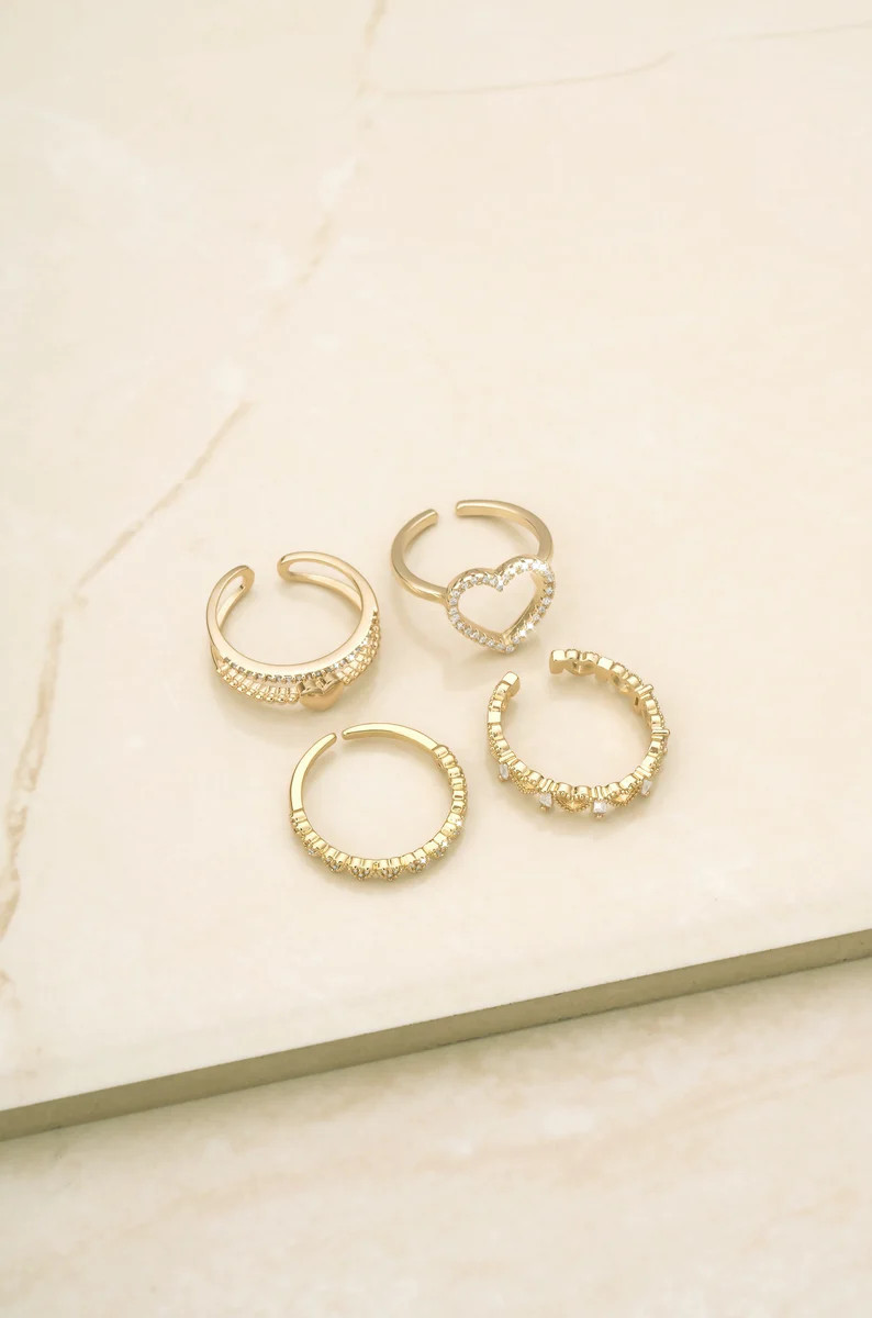 Loving On You 18k Gold Plated & Crystal Ring Set | Ettika