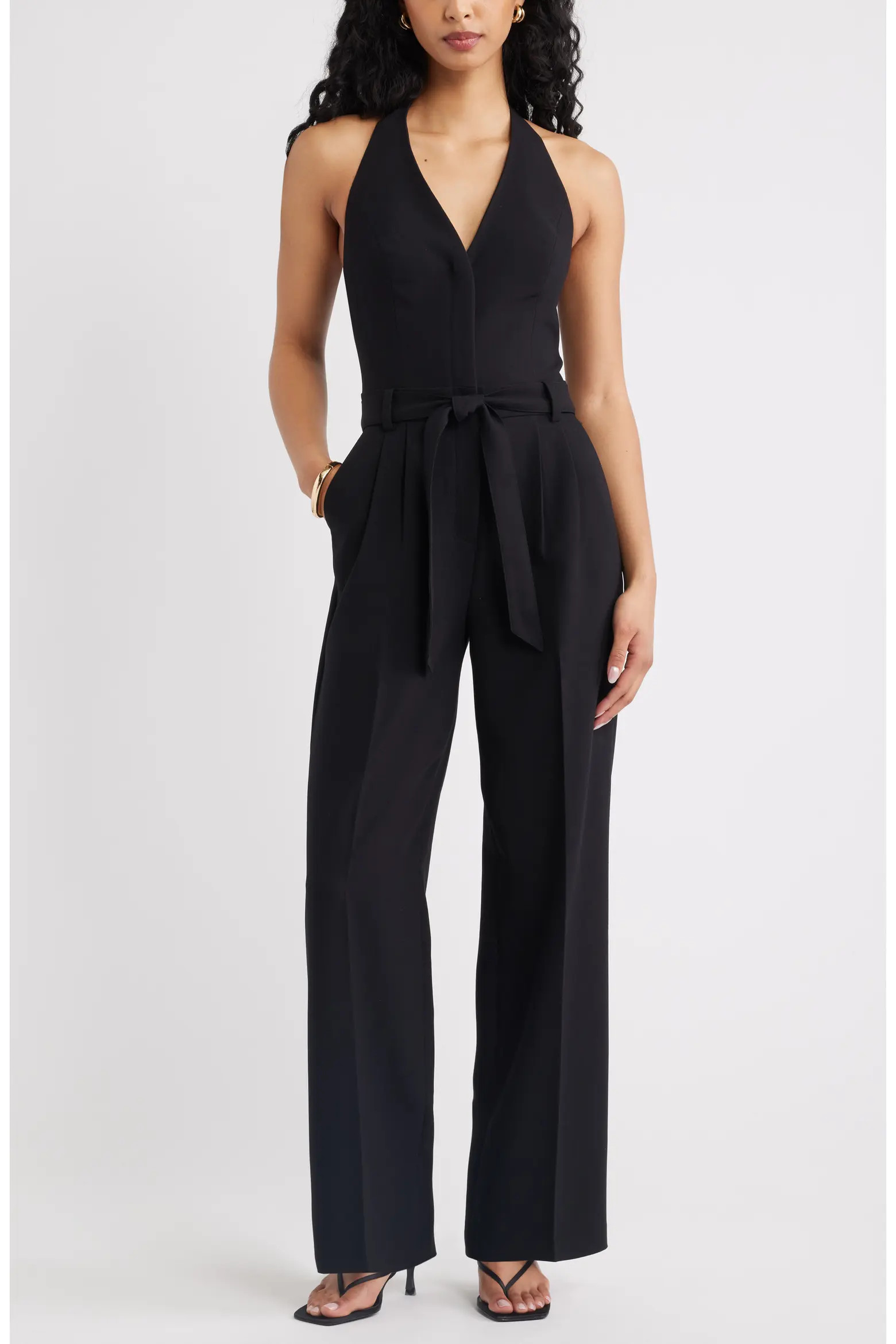 Open Edit The Icon Belted Halter Jumpsuit (Women) | Nordstrom | Nordstrom
