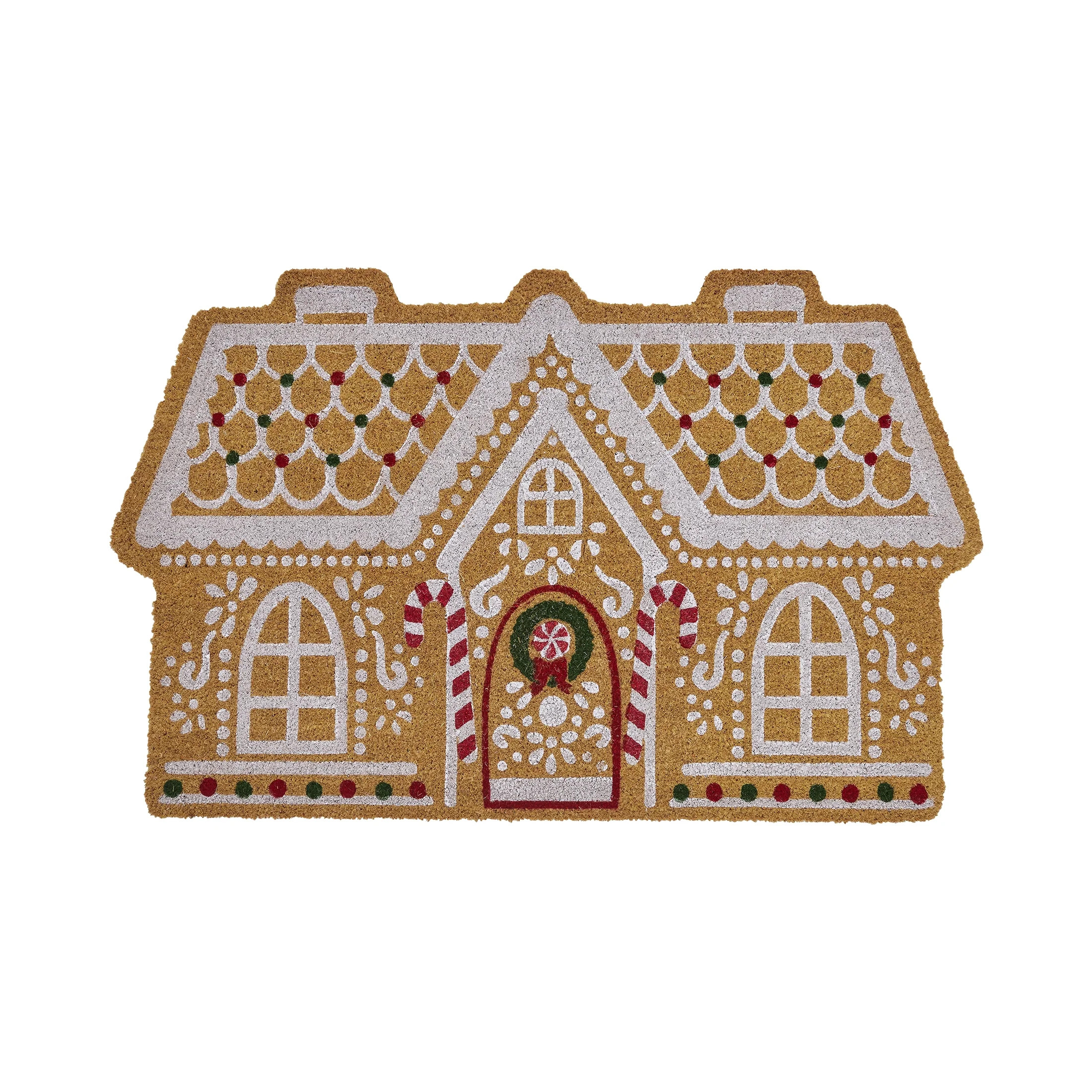 My Texas House Multi Gingerbread Candy Cane Outdoor Coir Doormat, 30" x 48" | Walmart (US)