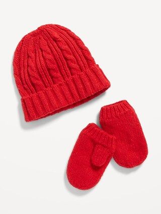 Unisex Cable-Knit Beanie and Mittens Set for Toddler | Old Navy (US)