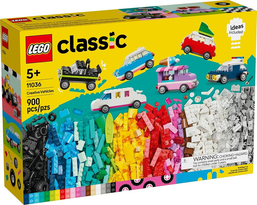 LEGO Classic Creative Vehicles, Colorful Construction Brick Building Kit with Ice Cream Truck, Po... | Amazon (US)