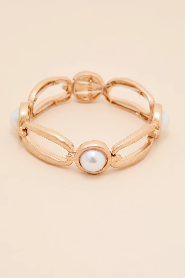 Sorena Gold Pearl Bangle Bracelet | Lulus