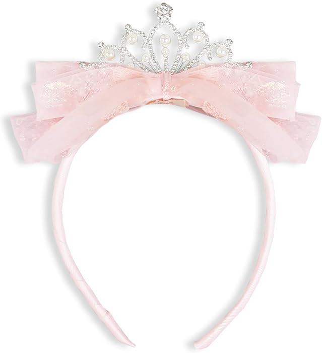 Huachi Princess Tiara Crown Headbands Cute Tulle Bow Tiaras Birthday Headband for Women Tiaras Cr... | Amazon (US)