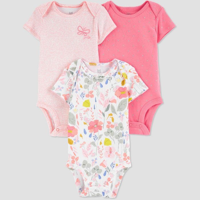 Baby Girls&#39; 3pk Butterfly Floral Bodysuit - Just One You&#174; made by carter&#39;s White/Pin... | Target