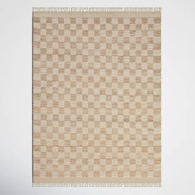Tali Checkered Handmade Flatweave Area Rug in Brown/Beige | Wayfair North America
