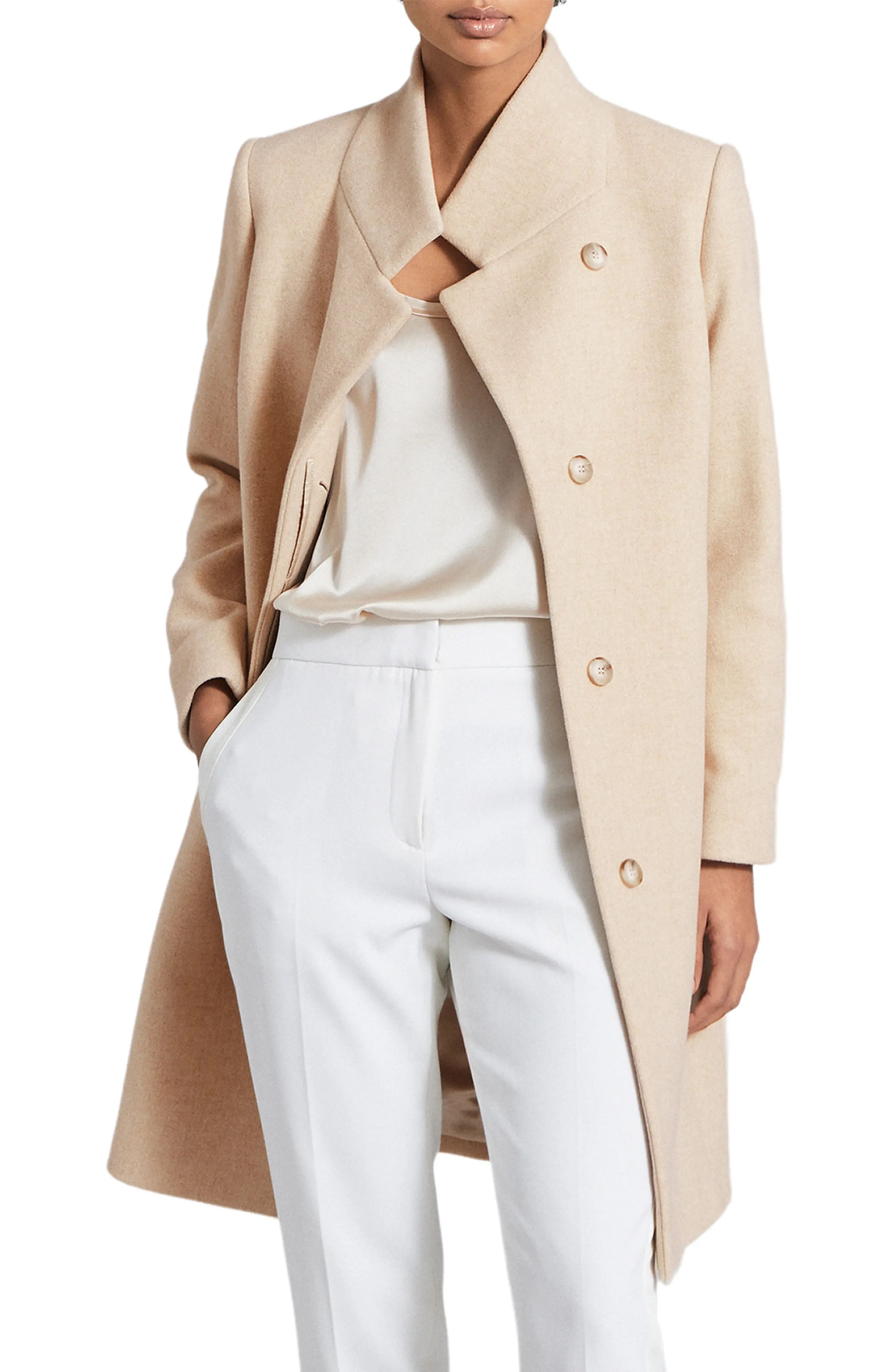 Women's Reiss Marcie Wool Blend Coat, Size 2 US - Beige | Nordstrom