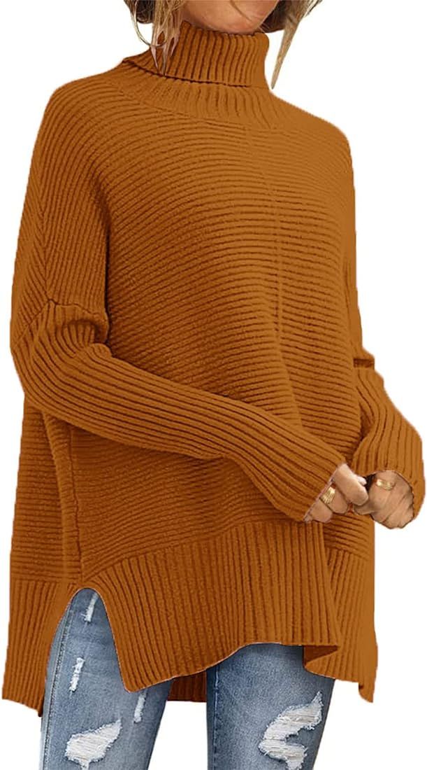 PRETTYGARDEN Women's 2023 Oversized Turtleneck Sweater Casual Long Sleeve Chunky Knit Pullover Wi... | Amazon (US)