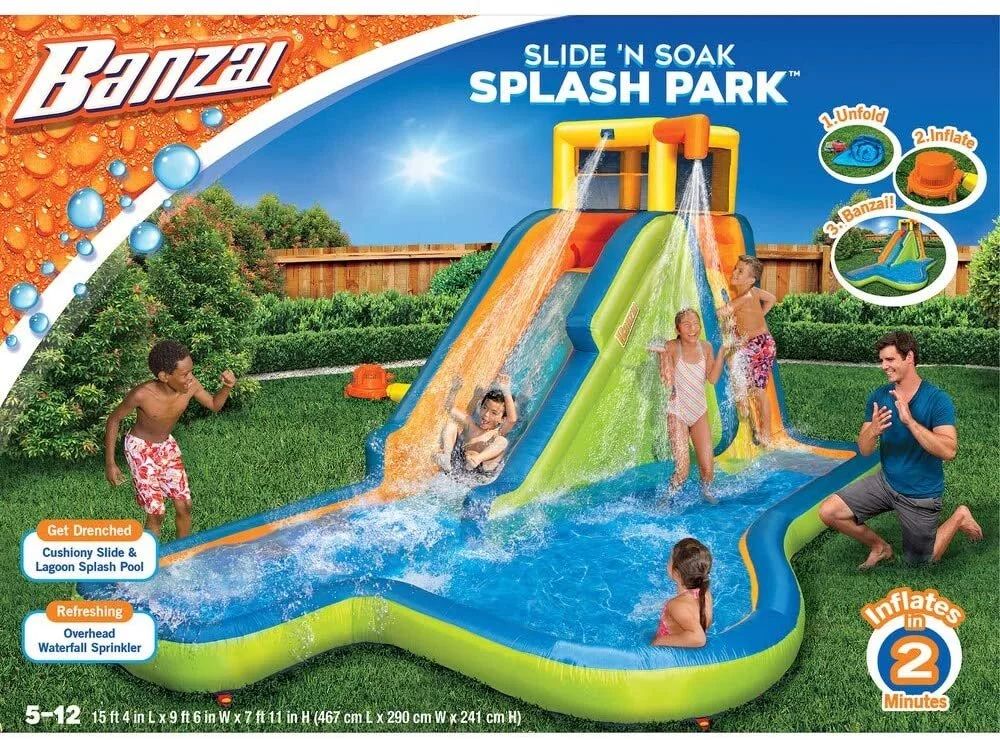 Banzai Inflatable Slide 'N Soak Splash Part Water Park | Walmart (US)
