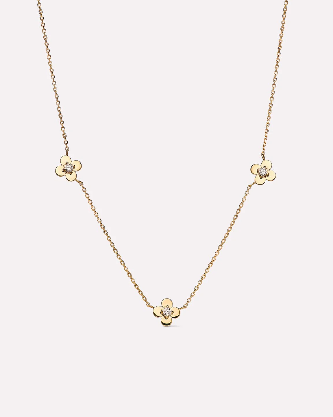 Solid Yellow Gold - Mini Flower Station Necklace | Ana Luisa Jewelry | Ana Luisa