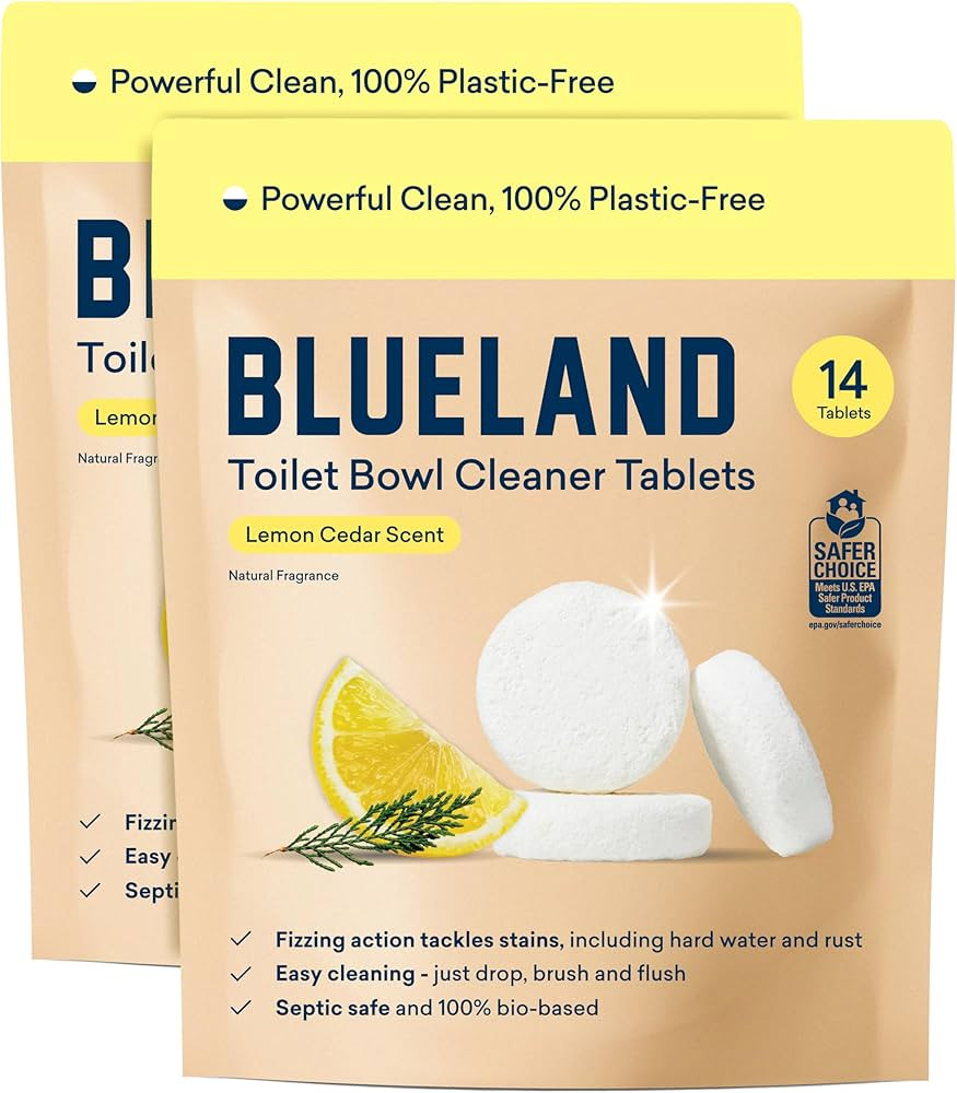 BLUELAND Toilet Bowl Cleaner Tablets, 2-Pack, 28 Count, Lemon Cedar, Plastic-Free, No Harsh Chemi... | Amazon (US)