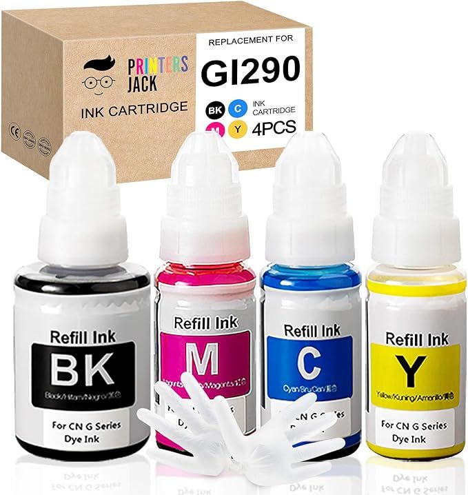 Printers Jack Compatible Canon GI-290 Refill Ink Bottle Kit for Canon PIXMA G4200, PIXMA G3200, P... | Amazon (US)