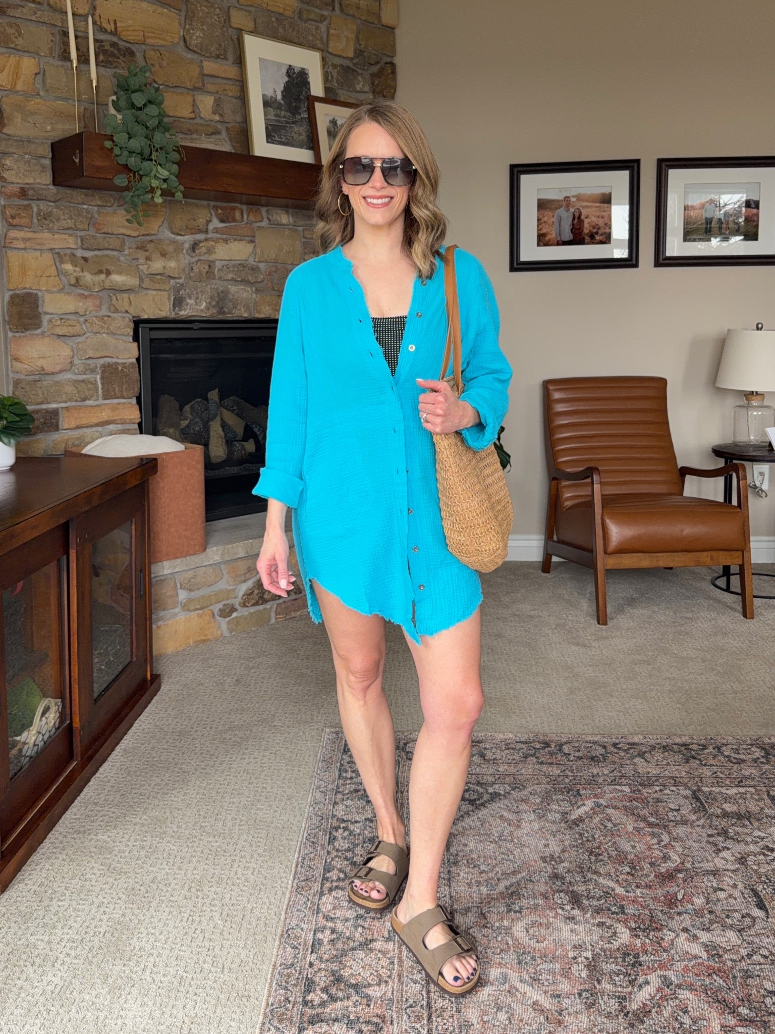 One of our favorite gauze shirt coverups but in a bright blue! We both have & love- size up one for longer length! 💙☀️

#LTKSeasonal #LTKmomlife #LTKPetite