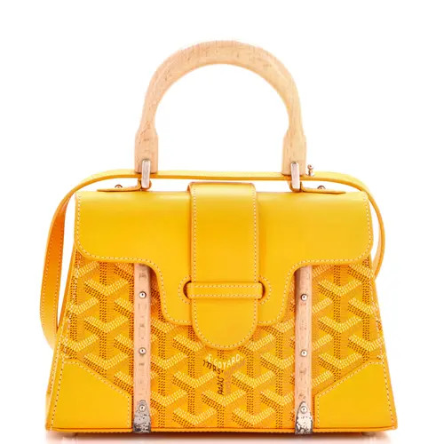 Pre-Owned Goyard Structured Saigon Top Handle Bag Coated Canvas with Leather Mini in Yellow at Nordstrom, Size X-Small | Nordstrom