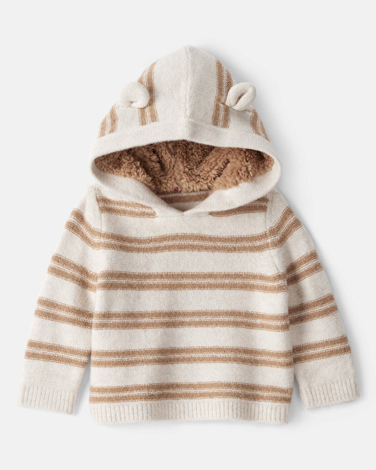 Baby Boy Bear Striped Sherpa-Lined Hooded Sweater | Carter's Inc