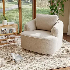 36" Swivel Barrel Chair, 360° Rotating Accent Chair with Plush Chenille Upholstery, Ergonomic Ba... | Amazon (US)
