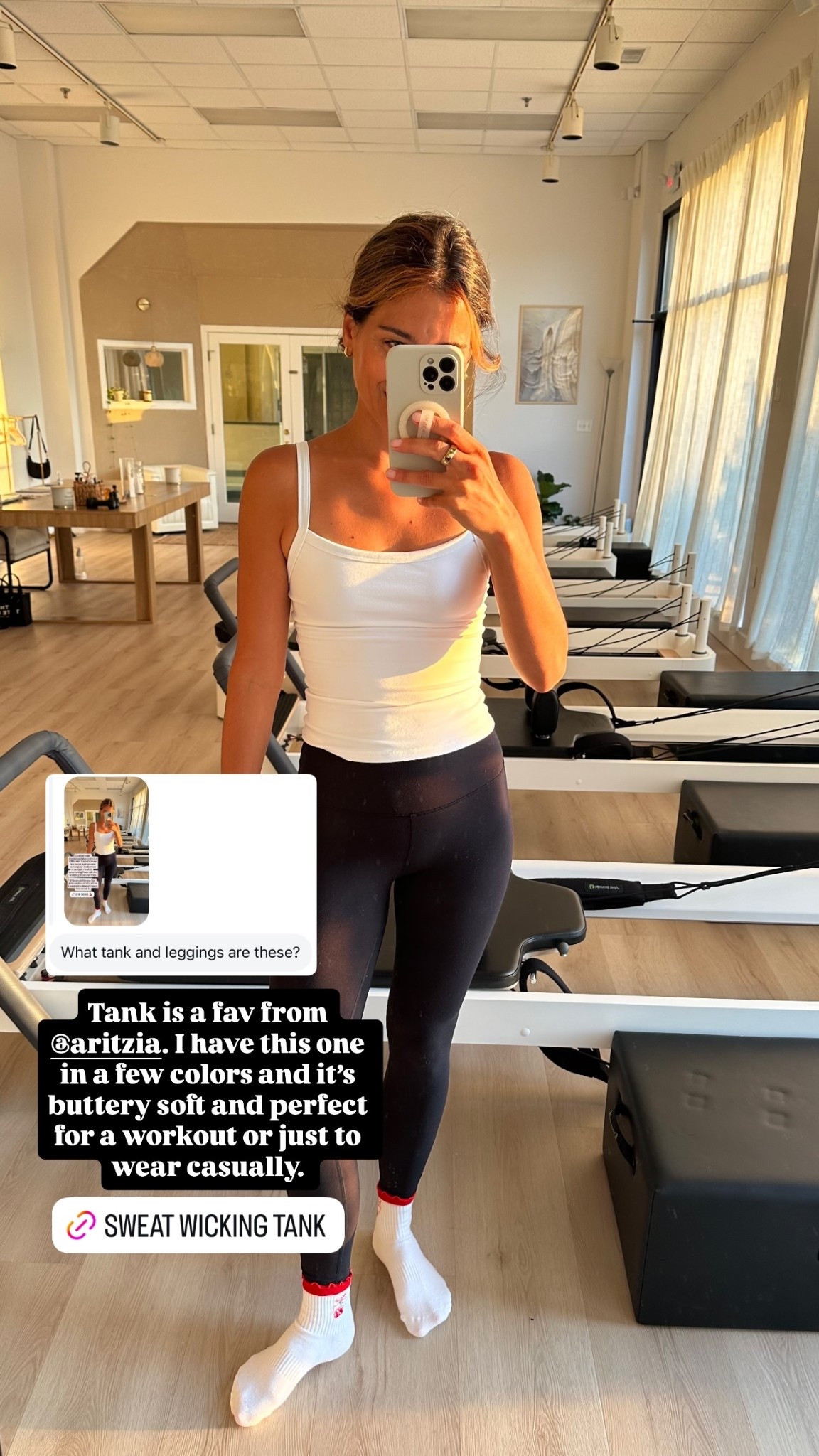 Tank is a fav from @aritzia. I have this one in a few colors and it’s buttery soft and perfect for a workout or just to wear casually.