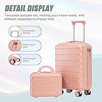 2 Piece Sets Luggage - Durable 20" Pink Hard Shell Suitcase with Spinner Wheels and 14" Cosmetic ... | Amazon (US)