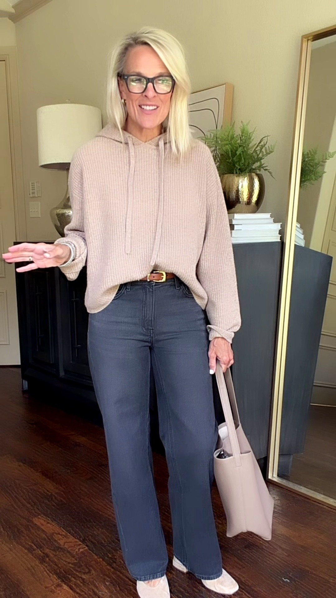 I really love this Quince sweater with these jeans! 🤎 The soft neutral sweater, dark denim, and tan belt make such an easy, polished combination, and I love how the colors work together. Quince has so many beautiful everyday pieces, and this bag is another favorite—it works perfectly with this outfit.

I especially love pairing tan with black, brown, or dark denim. Such a simple formula that makes getting dressed easy!

💡 LTK MADE EASY
❤️ Heart = Support my posts!
🔖 Save = Get sale & restock alerts
📋 Lists = Keep favorites organized
📲 Share = Send lists and products to a friend. Hello, Christmas List!
💬 Comment = Ask me anything about what I’m wearing.:-)

#LTKootd #LTKOver40 #LTKSeasonal