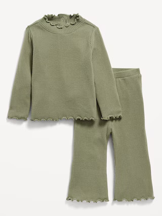 Plush Ribbed Long-Sleeve Top and Flare Pants Set for Baby | Old Navy (US)