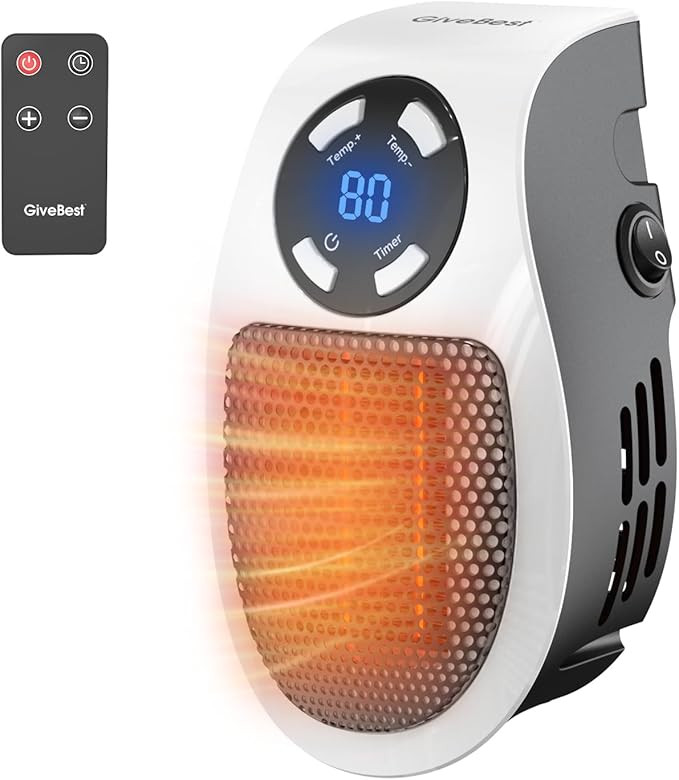 GiveBest Programmable Space Heater with LED Display, Remote Wall Outlet Electric Heater with Ther... | Amazon (US)