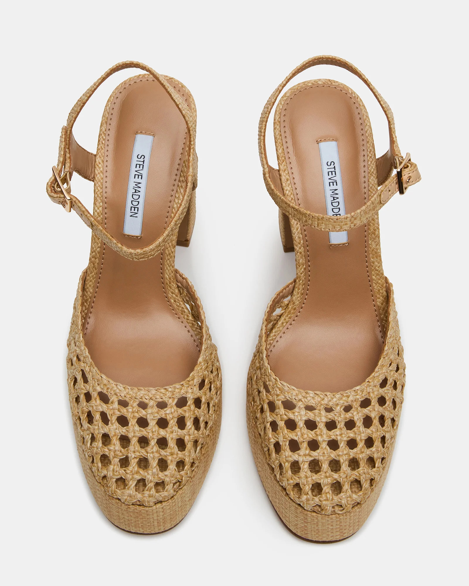 LEXIE Raffia Natural Woven Platform Women's Block Heel | Steve Madden (US)