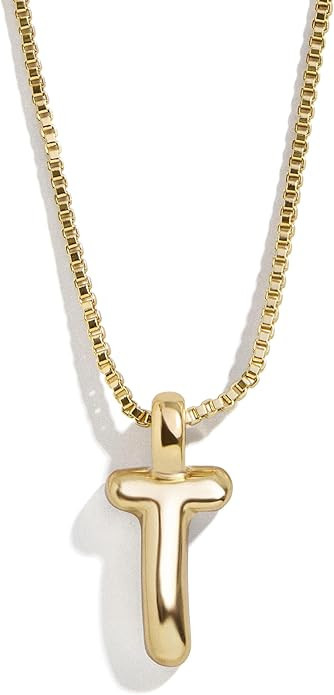 BaubleBar Gwen Mini Bubble Initial Necklace - Gold-Plated Bubble Letter Pendant, 17 Inch Chain wi... | Amazon (US)