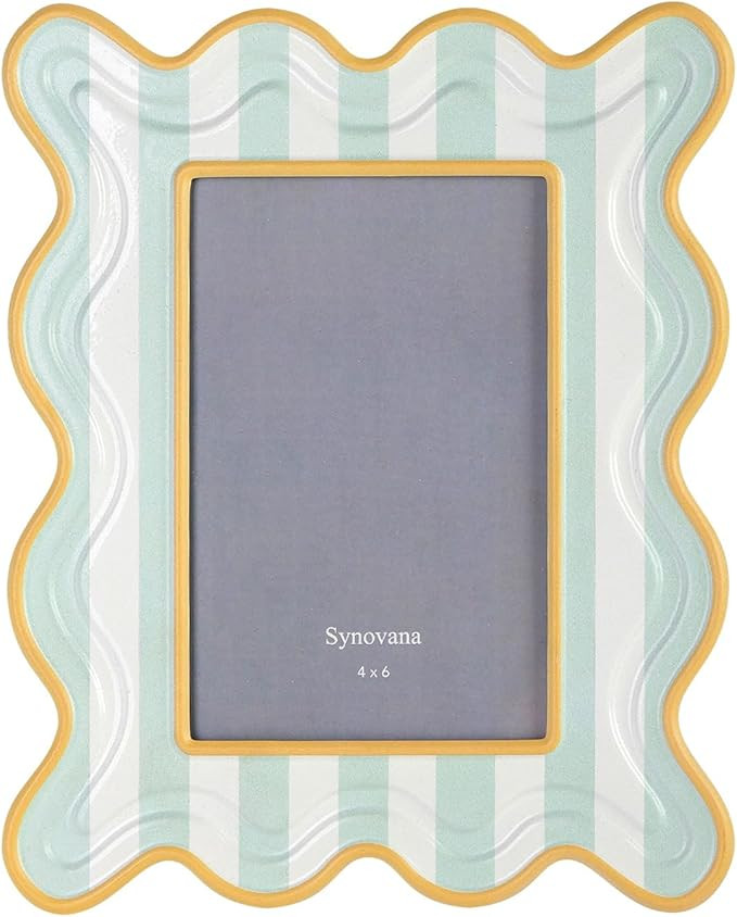 Wavy Striped 4x6 Picture Frame – Green and Cream with Frosted Finish, Tabletop Photo Display ... | Amazon (US)