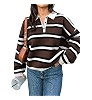 Tankaneo Sweaters for Women Striped Polo Sweater Casual Pullover Knit Tops | Amazon (US)