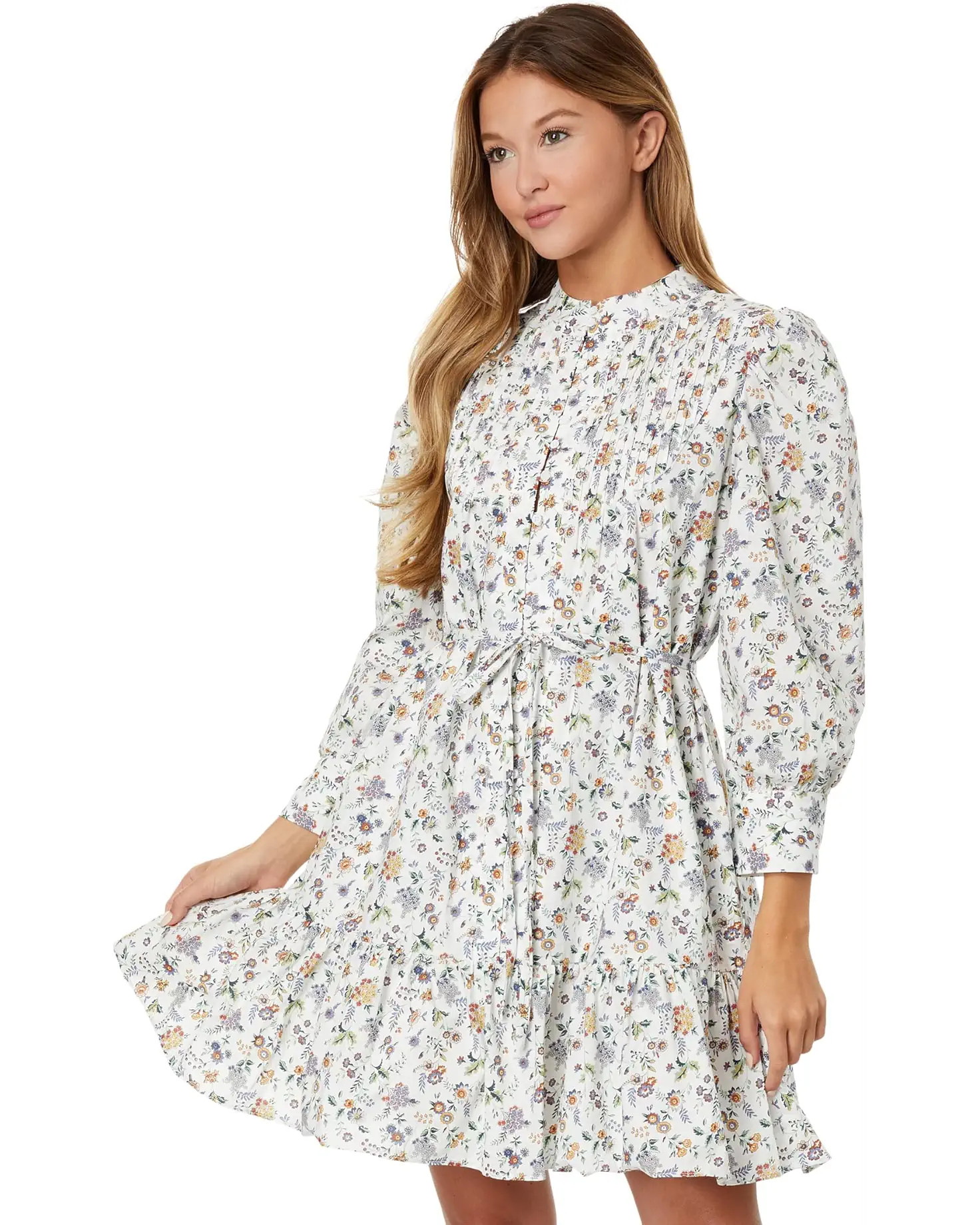 Floral Print Pin Tuck Smock Mini Dress | Zappos