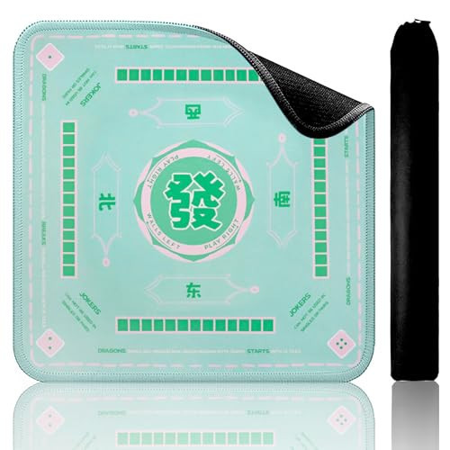 TIASUSAN Green Mahjong Learning Mat (33” x 33”) with Black Carrying Bag, Anti-Slip, Noise-Reducing Mahjong Mat for Table, Board Games, Tile Games and Card Games | Amazon (US)