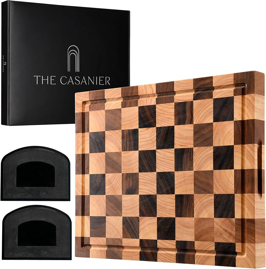 CASANIER Acacia Wood Cutting Board with Scrapers -1.5” Thick Extra Large Butcher Block, Reversi... | Amazon (US)