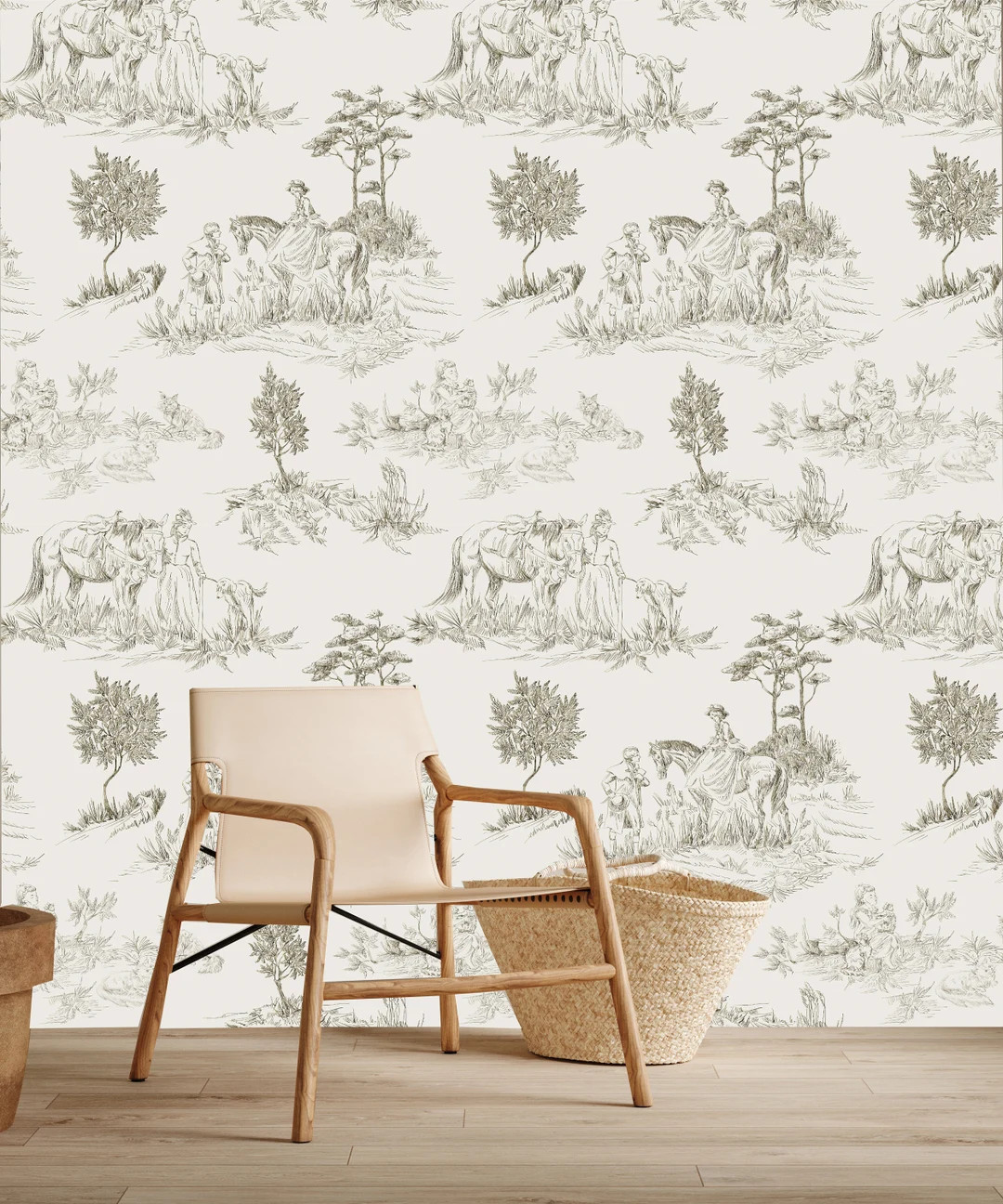 Toile Silhouette Peel and Stick  Wallpaper, Removable Wallpaper Tree Forest | Etsy (US)