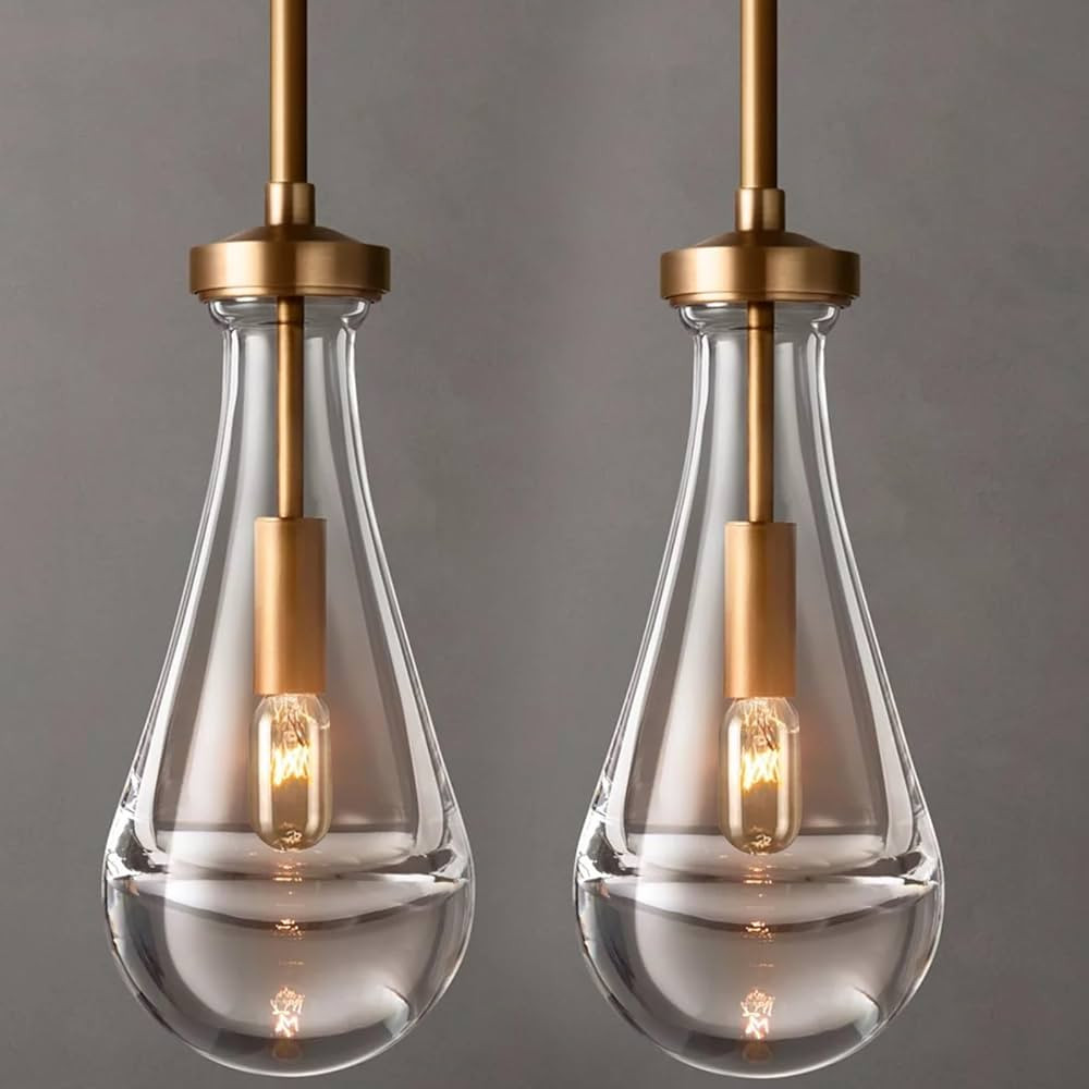 RINGRAIN Raindrop Pendant Lights Set of 2,Kitchen Island Hanging Light Fixtures, Gold Modern Art ... | Amazon (US)