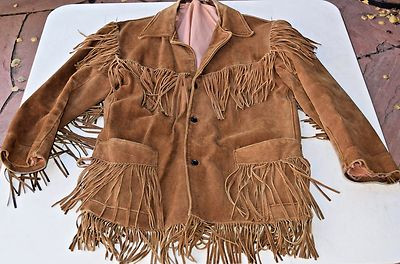 Southwestern Brown Warm Leather Suede Fringed Western Wear Cowboy Jacket Coat | eBay US