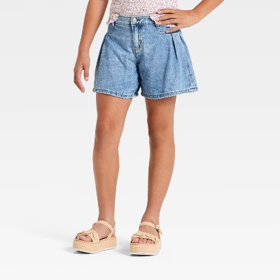 Girls' Mid-Rise Flowy Jean Shorts - Cat & Jack™ Light Wash M | Target