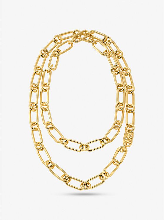 Empire Precious Metal-Plated Brass Double Chain-Link Necklace | Michael Kors US