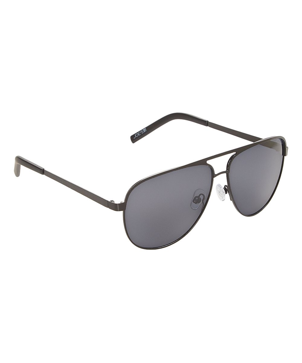 Joe's Jeans Men's Sunglasses BLACK - Black Polarized Aviator Sunglasses | Zulily