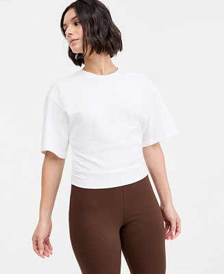Women's Cotton Elbow-Sleeve Sculpted T-Shirt | Macy's