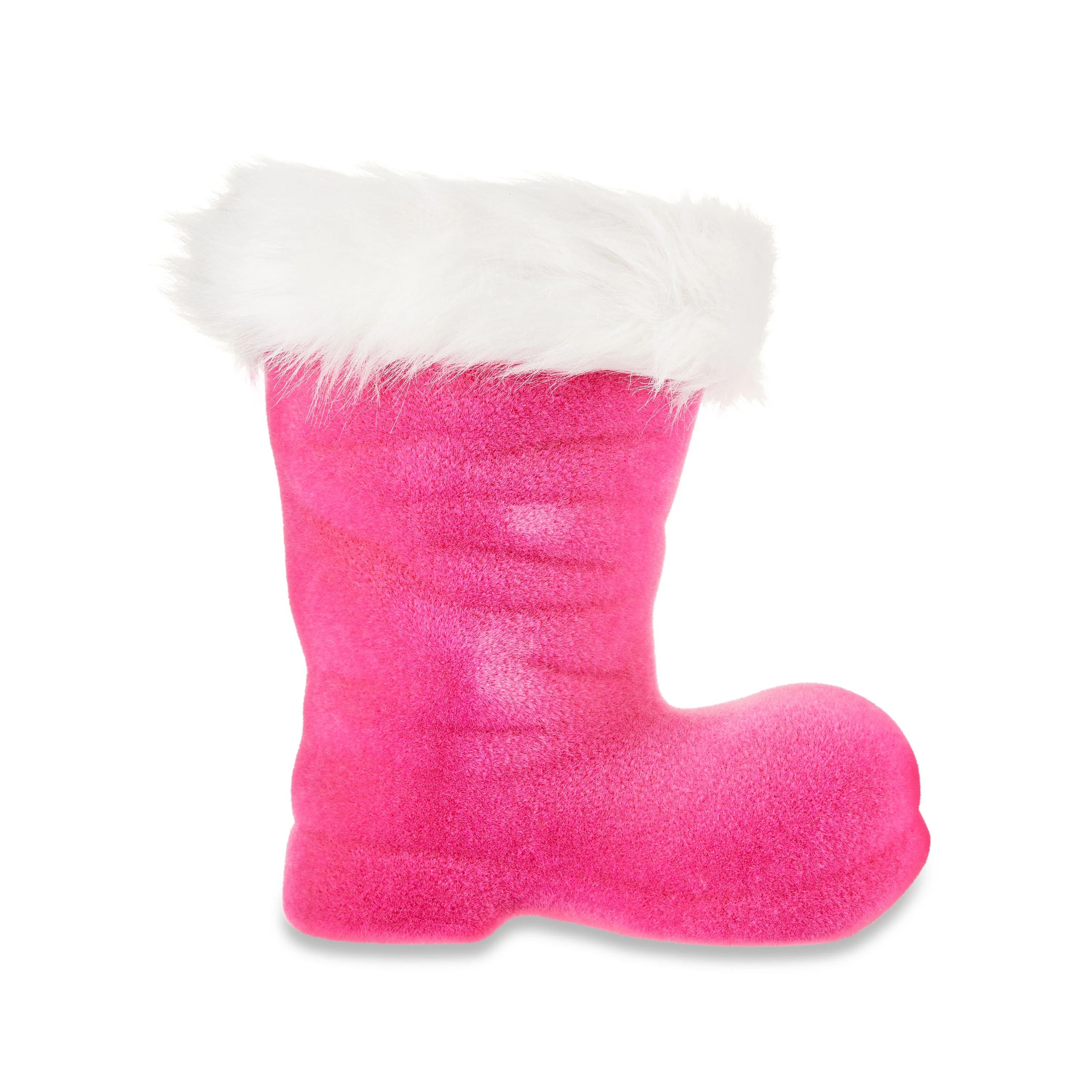 Holiday Time Pink Flocked Santa Boot Christmas Décor, 10" tall, 10.58 oz | Walmart (US)
