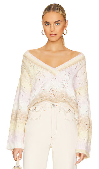 Nedra V Neck Sweater in Light Pink Multi | Revolve Clothing (Global)