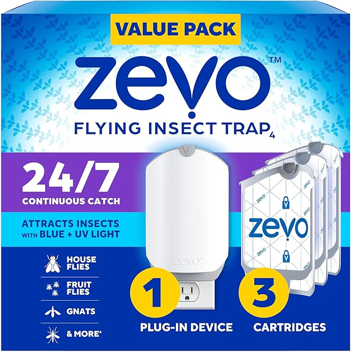 Zevo Flying Insect Trap & 3 Refill Cartridges - Plug in Fly Trap & Indoor Bug Catcher for Gnats, ... | Amazon (US)