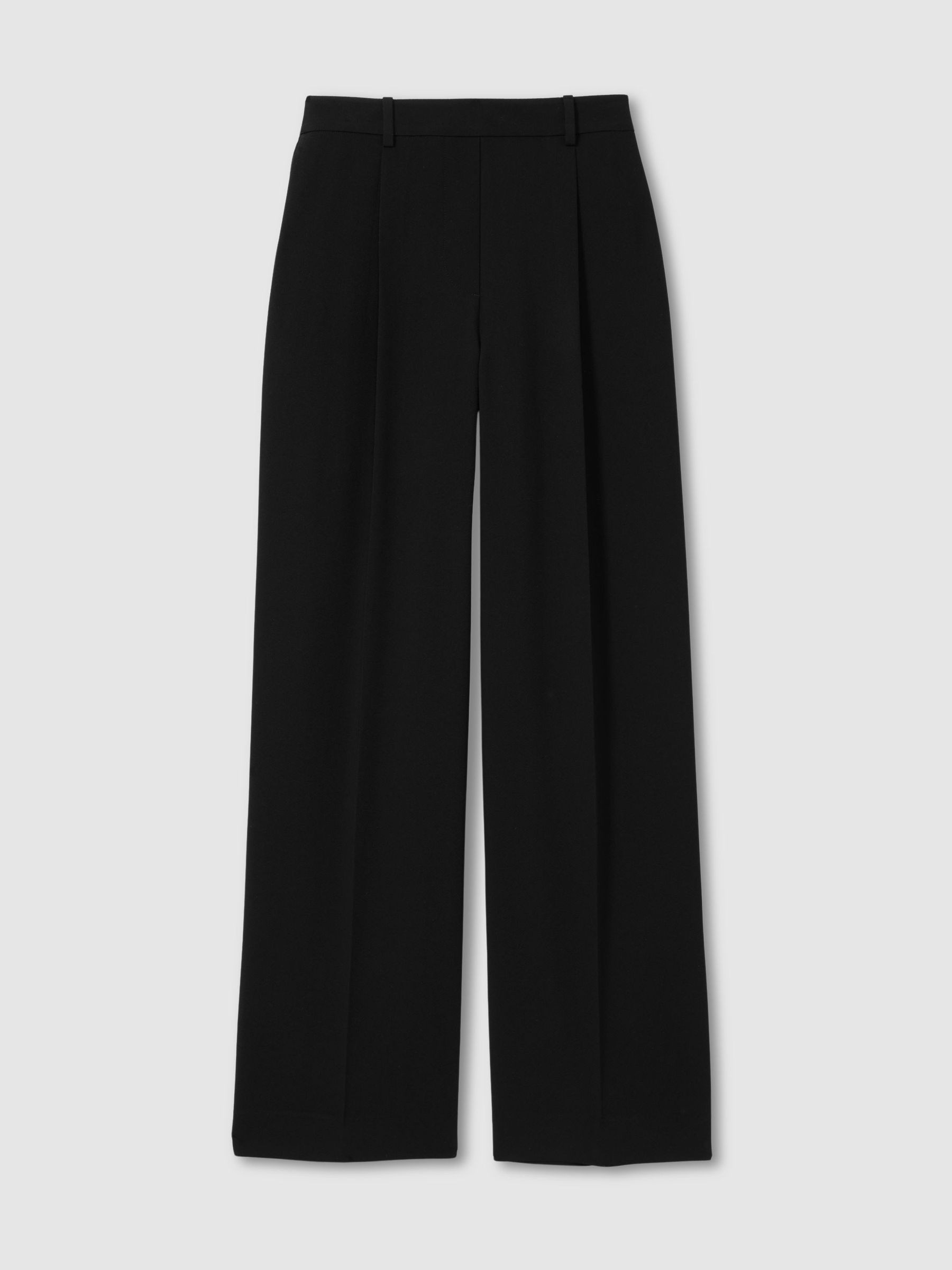 Reiss Elasticated-Waist Wide-Leg Twill Trousers in Black - REISS | Reiss UK