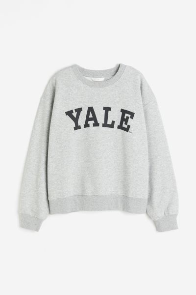 Sweatshirt with Motif - Light gray melange/Yale - Ladies | H&M US | H&M (US + CA)