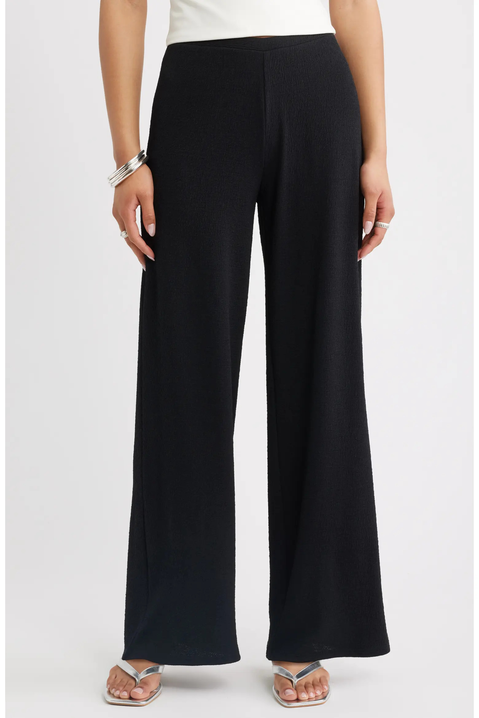 Puckered Crepe Wide Leg Pants (Women) | Nordstrom | Nordstrom