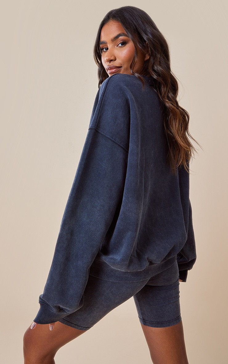 Charcoal Washed Oversized Sweatshirt | PrettyLittleThing US
