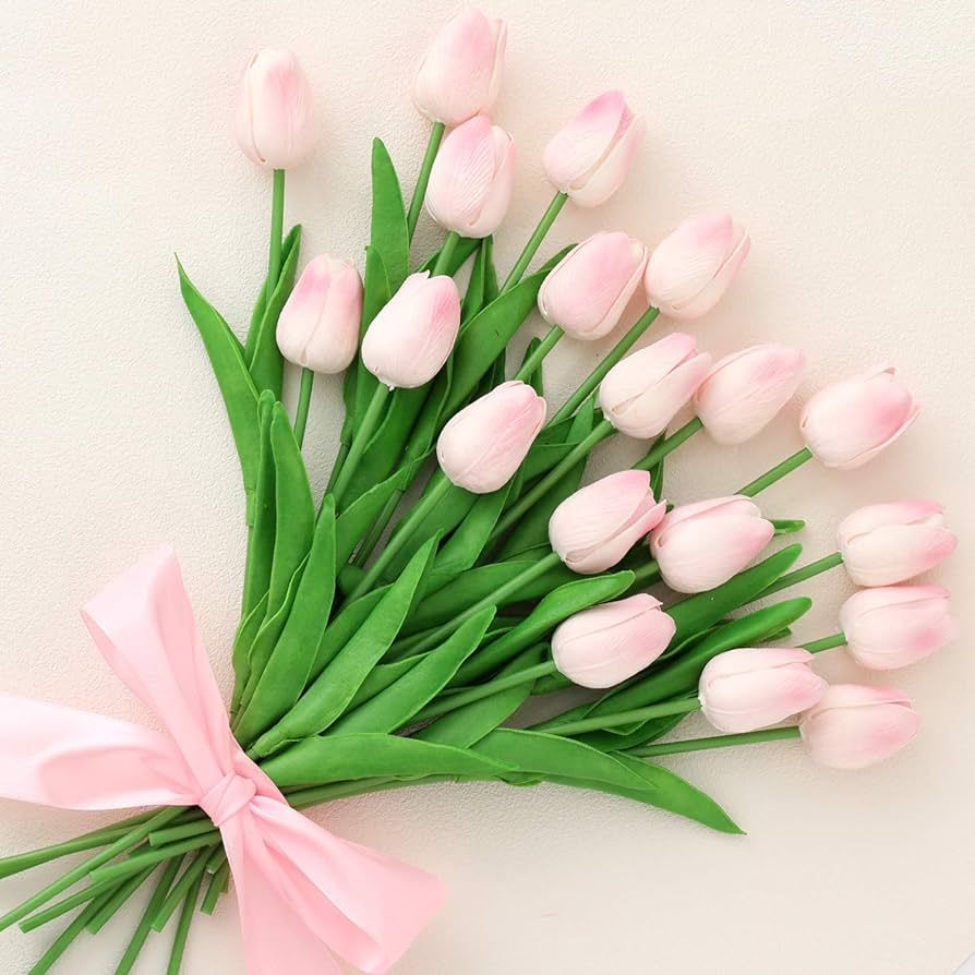 Cloudecor 20Pcs Artificial Tulips Fake Tulip Real Touch Latex Flowers for Wedding Party Home Offi... | Amazon (US)