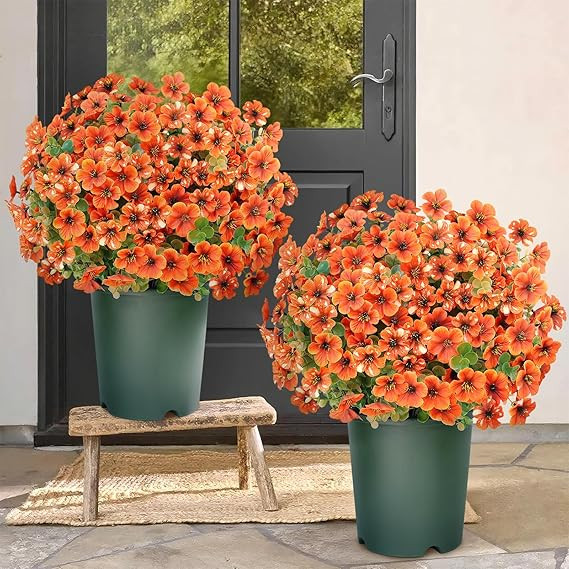 Artificial Flowers for Outdoor Fall Decoration-Faux Flower Petunia with Eucalyptus Fake Plants Bo... | Amazon (US)