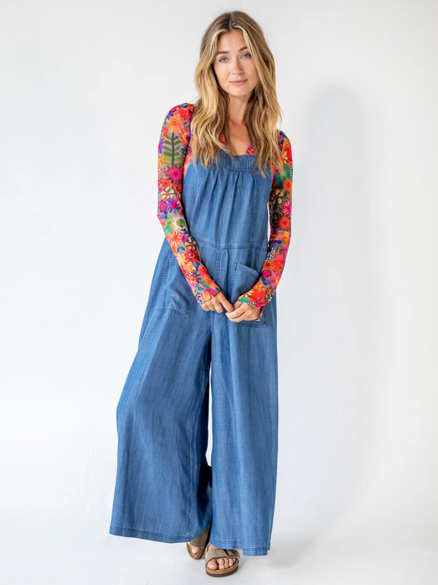 Chambray Dakota Tie Overall - Denim Blue | Natural Life