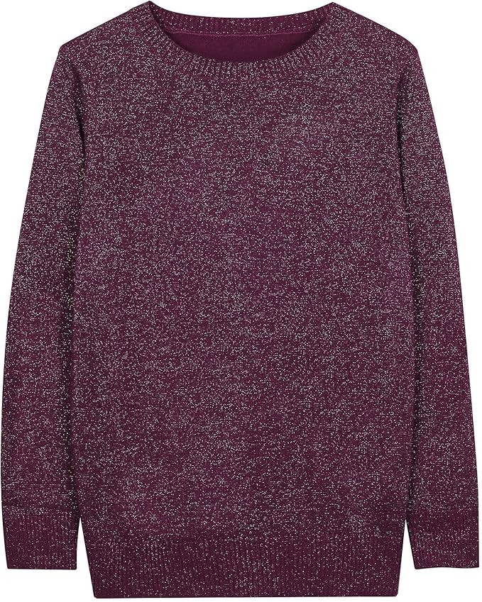 DUTUT Women's Long Sleeve Glitter Tops Crewneck Pullover Sweater Basic Casual Solid Color Tunic T... | Amazon (US)